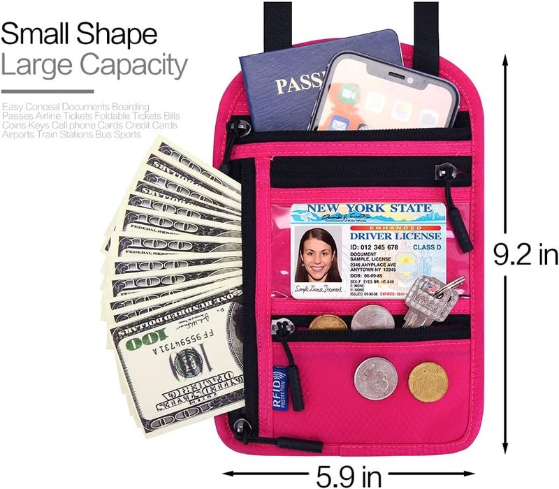 Arouselove Neck Wallet Lightweight RFID Blocking Waterproof Travel Pouch for Women Men - Image 2